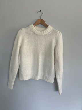 J. Crew Ivory Turtleneck Puff-Sleeve Sweater